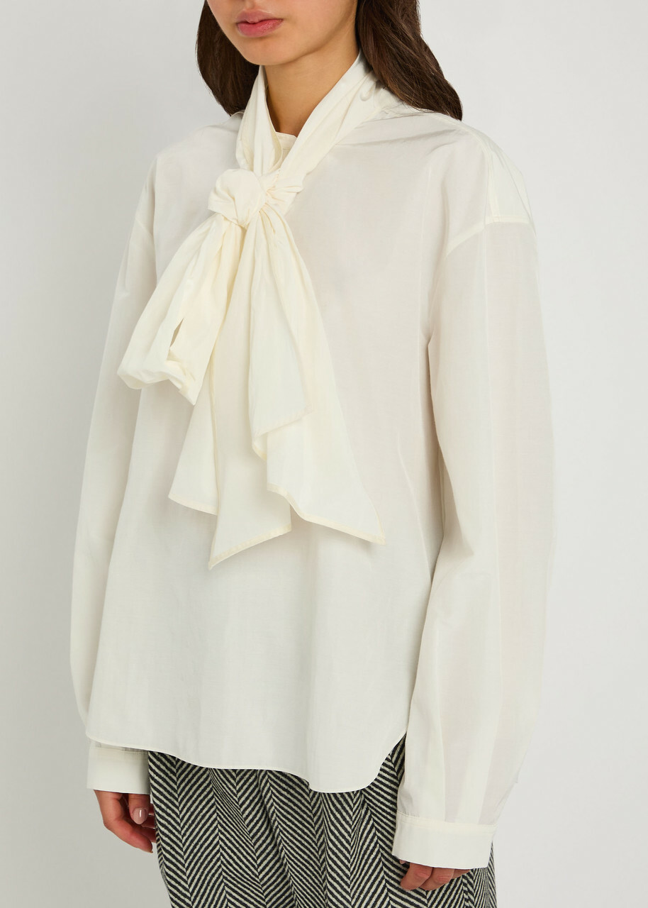 Forte_forte Bow-detail Taffeta Shirt Cream