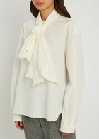 Forte_forte Bow-detail Taffeta Shirt Cream