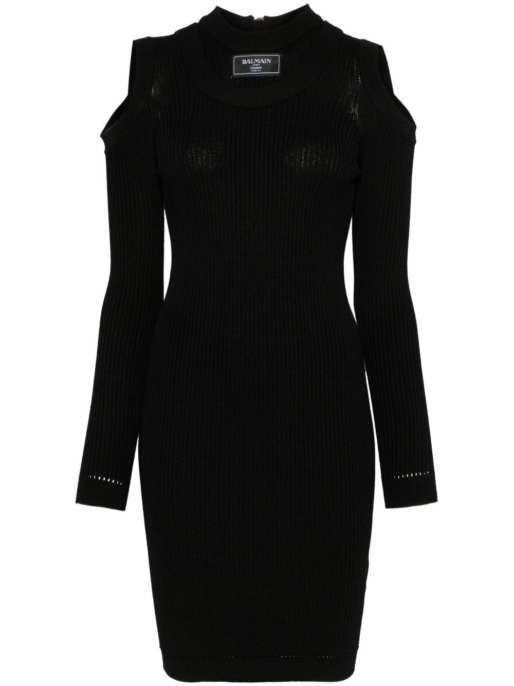 balmain logo mini dress Balmain Logo Jacquard Halterneck Mini Dress in Black