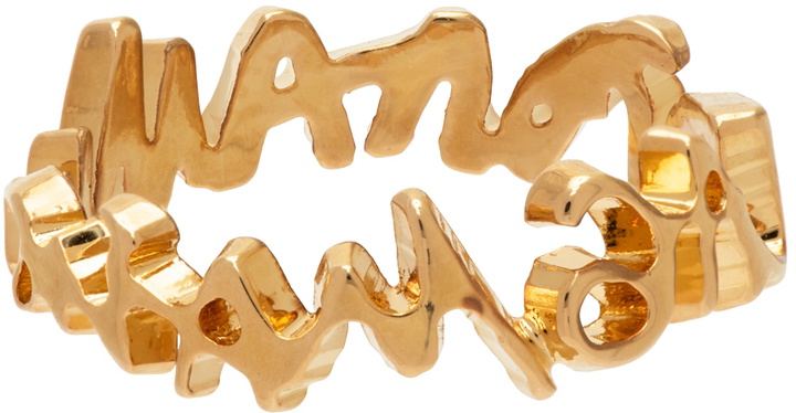 Photo: MM6 Maison Margiela Gold Signature Logo Ring