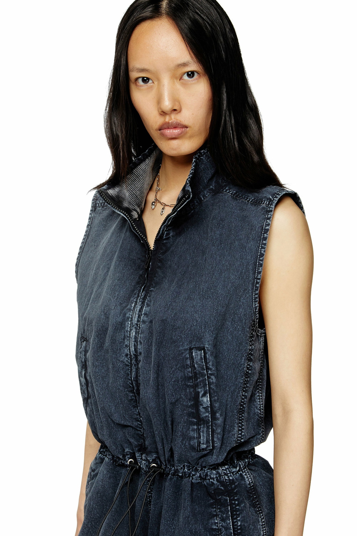 Diesel Playsuit in treated nylon - Jumpsuits Womens in Blue