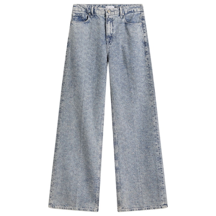 Photo: Good American Women's Good Standard Straight Crystal Jeans in Indigo