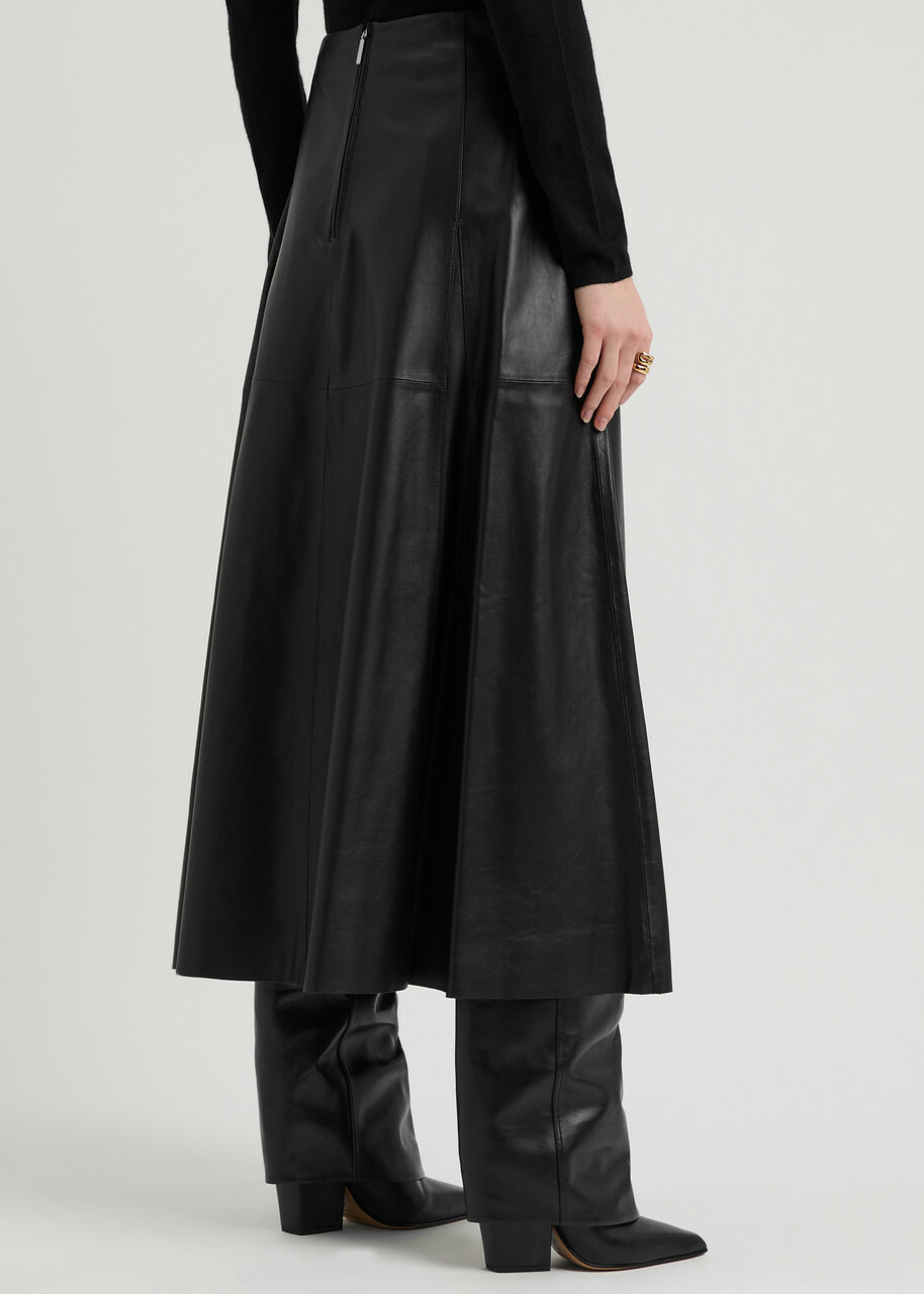 Arma Irina Panelled Leather Midi Skirt Black