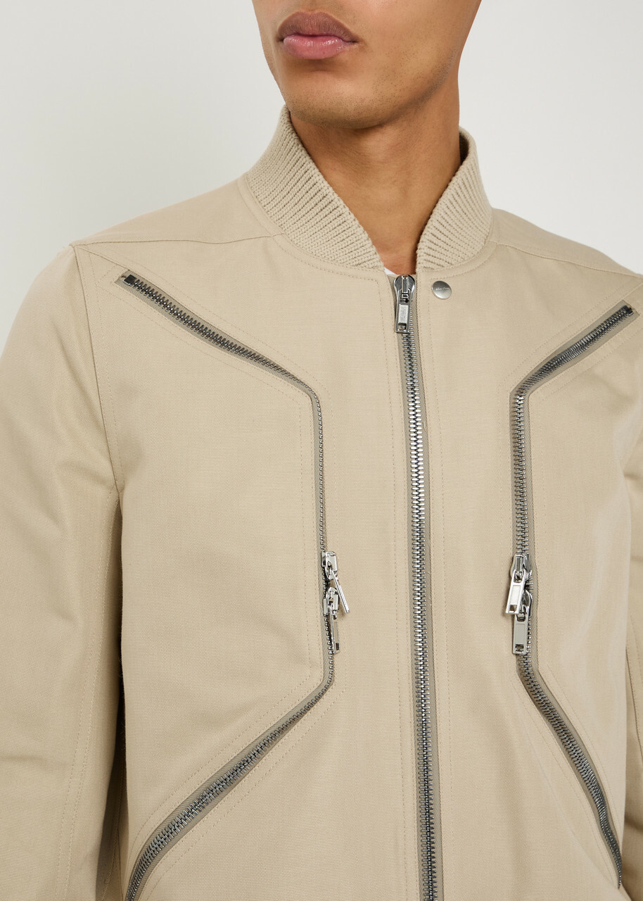 Rick Owens Heizer Flight Canvas Bomber Jacket Sand