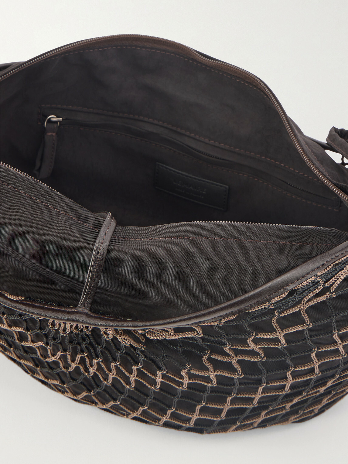 LEMAIRE - Croissant Leather-Trimmed Fishnet Messenger Bag