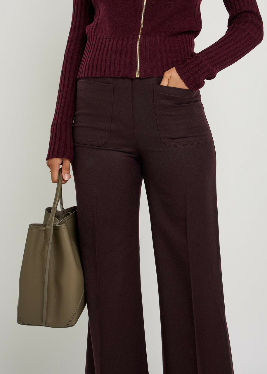 Victoria Beckham Alina Flared-leg Wool Trousers Bordeaux