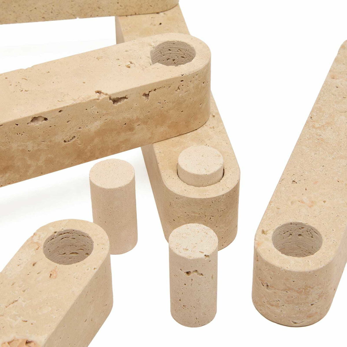 ferm LIVING Newel Modular Candle Holder - Set of 6 in Travertin 