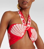 Farm Rio Red Ainika Shell linen-blend bra top