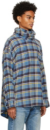 R13 Blue Plaid Maskup Work Shirt