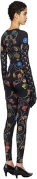Marine Serre Black Floral Jewelry Printed Jersey Bodysuit
