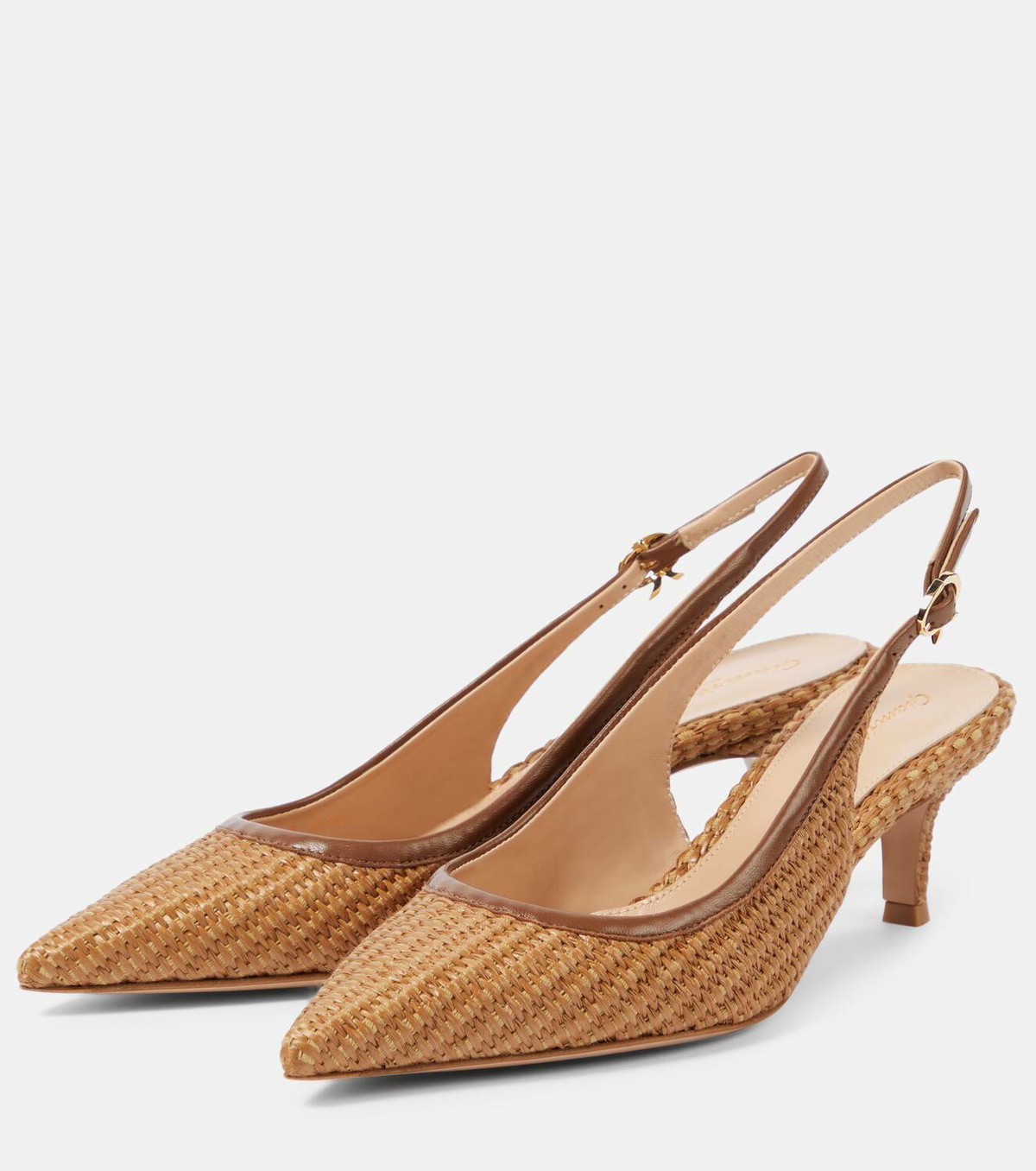Gianvito Rossi Leith raffia slingback pumps