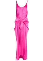 JW Anderson Draped Knot Silk Midi Dress Pink
