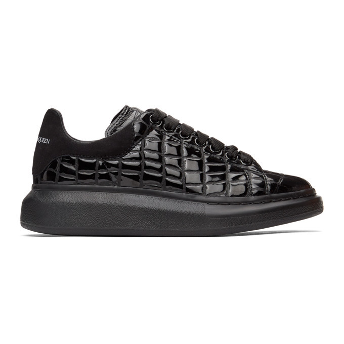 Alexander McQueen Black Croc Oversized Sneakers Alexander
