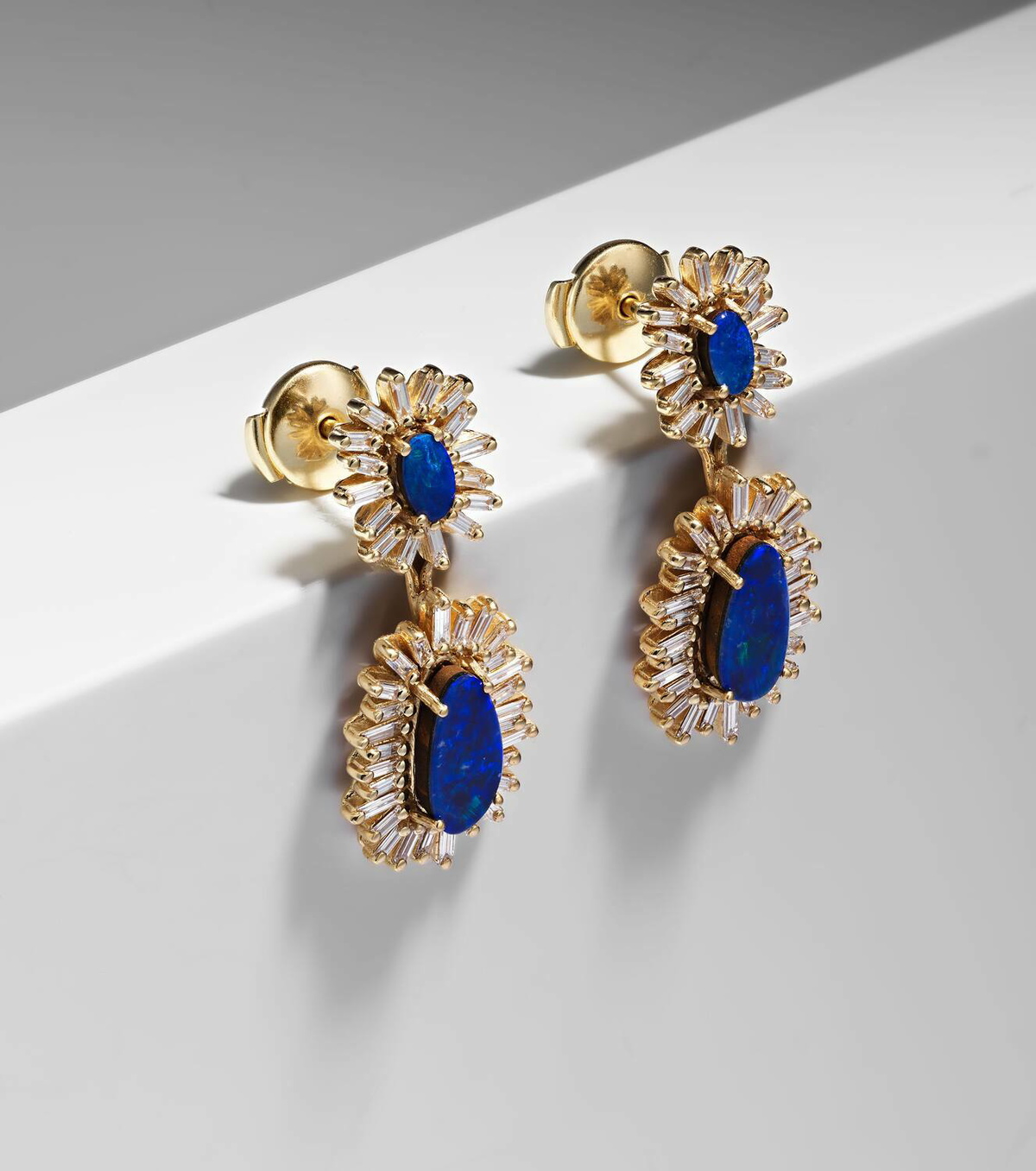 Suzanne Kalan 18kt gold drop earrings with opals and diamonds