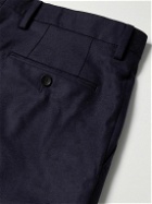 Mr P. - Tapered Pleated Wool-Blend Flannel Trousers - Blue