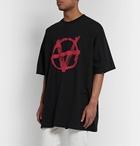 Vetements - Oversized Appliquéd Printed Cotton-Jersey T-Shirt - Black