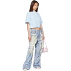 Palm Angels Blue Neck Logo Boxy T-shirt
