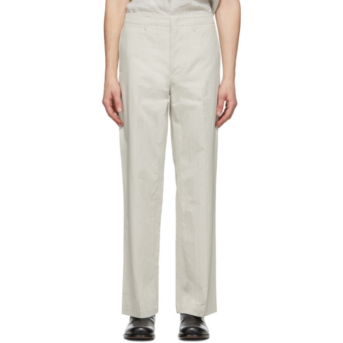Photo: Lemaire Off-White Straight-Leg Chino Trousers