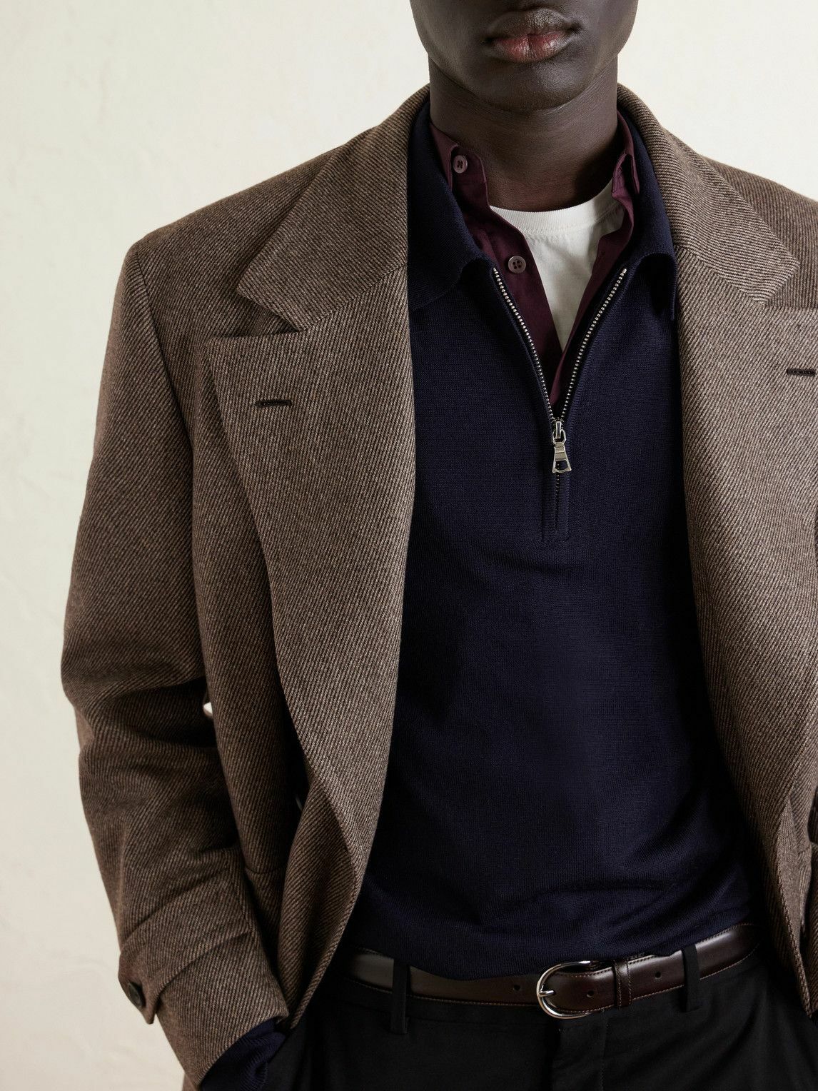 Officine Générale - Wool Half-Zip Polo Sweater - Blue