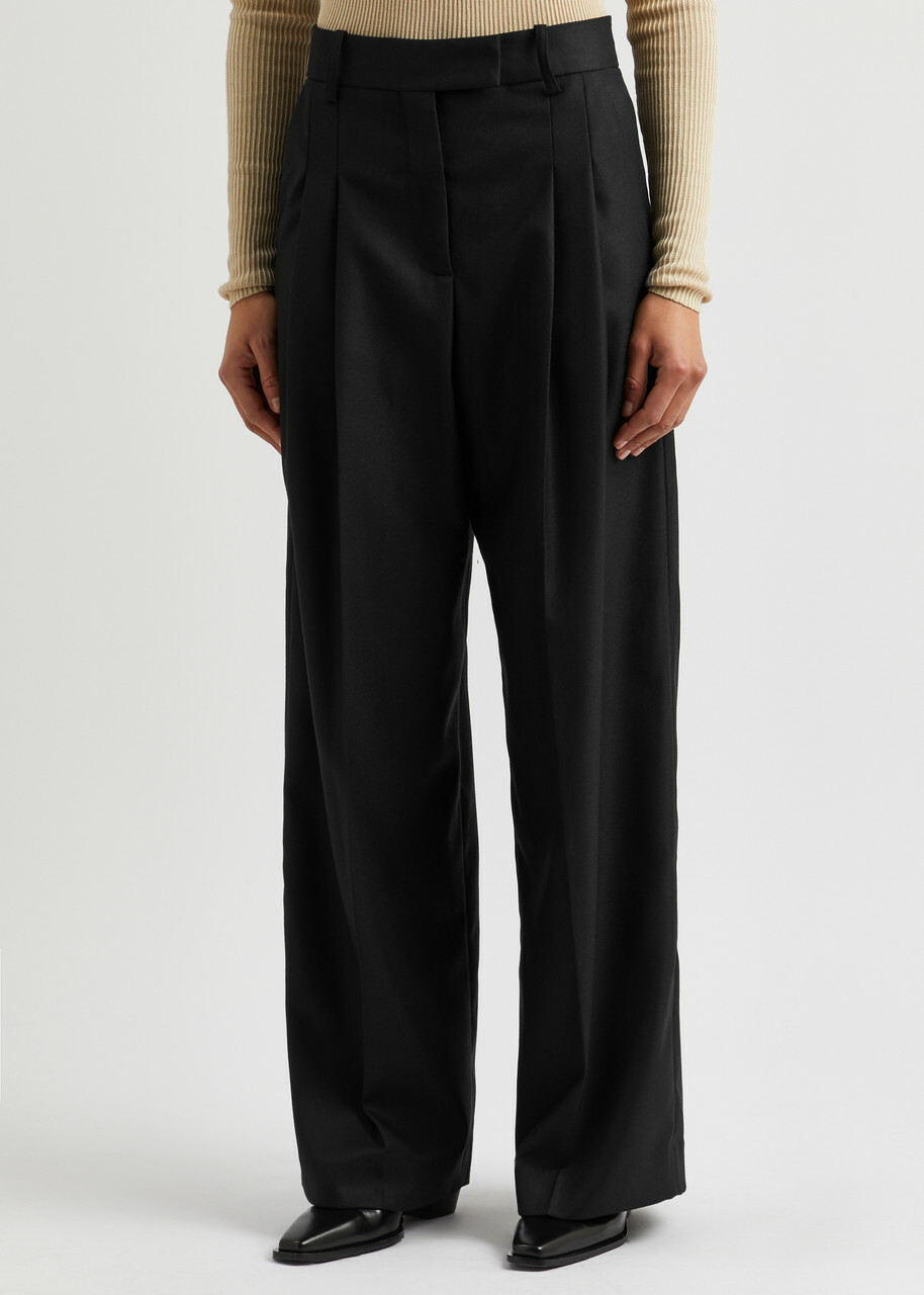 BY Malene Birger Cymbaria Wide-leg Twill Trousers Black