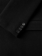 SAINT LAURENT - Double-Breasted Herringbone Wool Overcoat - Black
