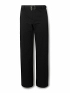 McQueen - Straight-Leg Belted Cotton-Blend Trousers - Black