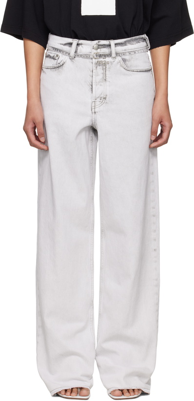 Photo: 032c Gray 'Down To Earth' Wide Leg Jeans