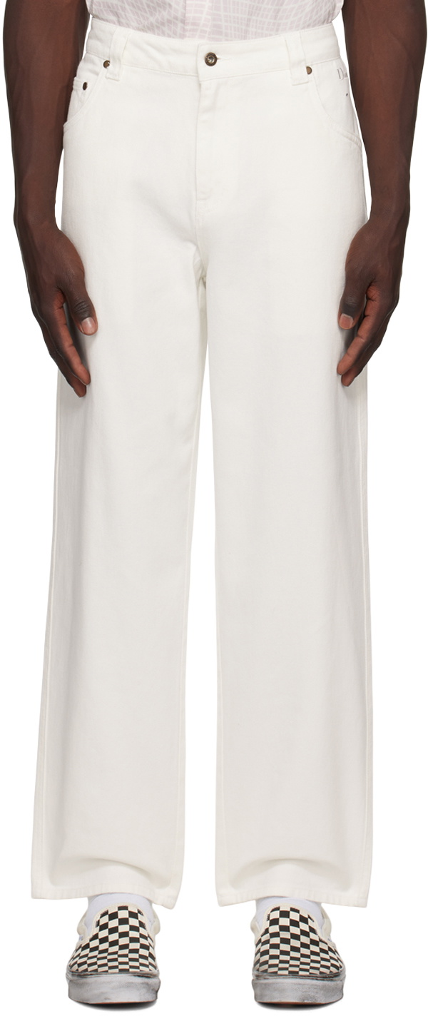Dime White Relaxed-Fit Jeans Dime
