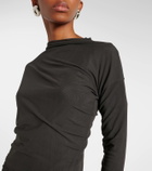 Lemaire Draped jersey and mesh maxi dress