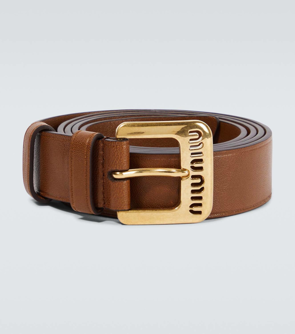 Leather belt in brown - Miu Miu | Mytheresa