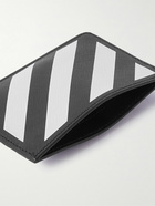 Off-White - Striped Logo-Print Saffiano Leather Cardholder