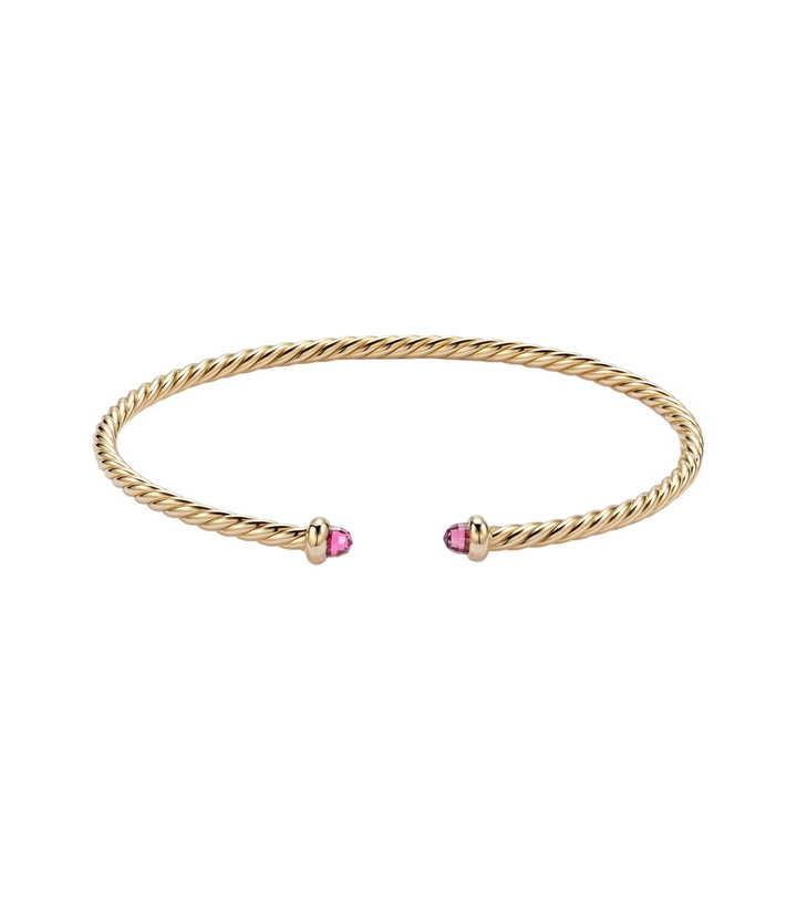 Photo: David Yurman Cablespira® Flex Micro 18kt gold cuff bracelet with tourmaline