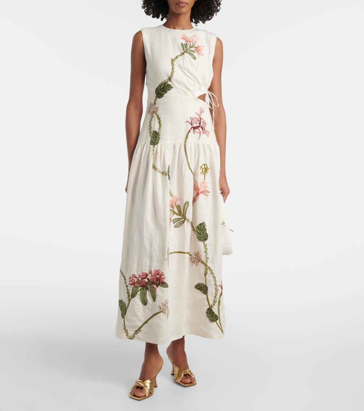Agua by Agua Bendita Otoo Orquidea embroidered linen midi dress Agua by Agua  Bendita