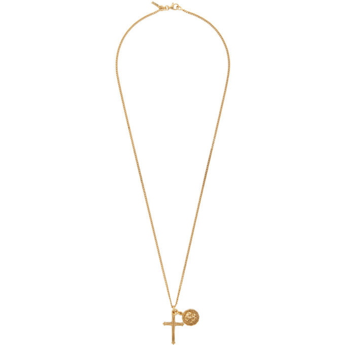 Photo: Emanuele Bicocchi Gold Cross and Coin Pendant Necklace