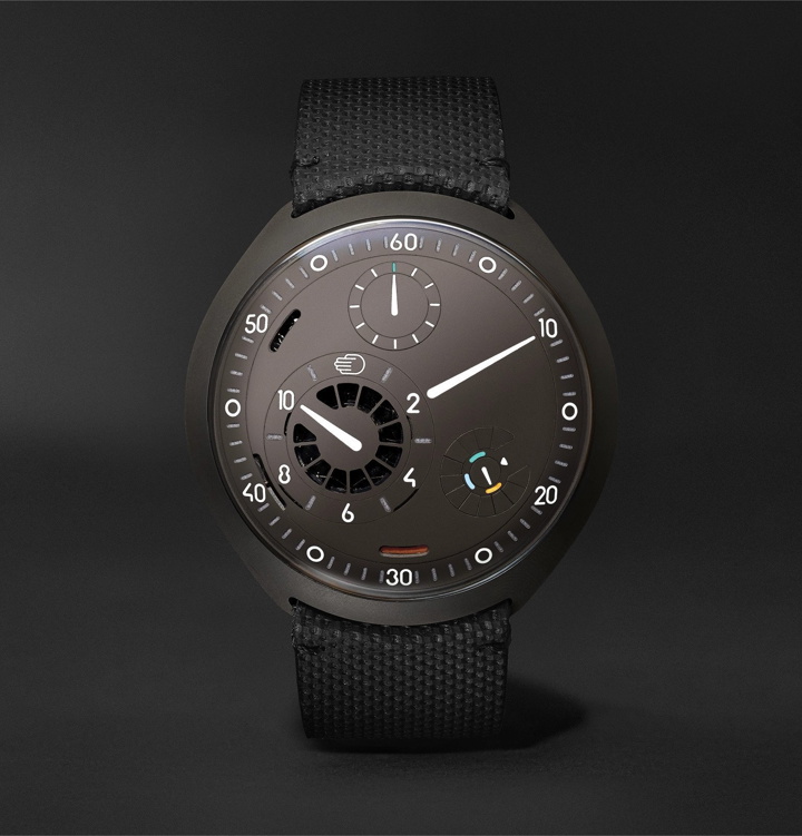 Photo: Ressence - Type 2A Mechanical 45mm Titanium and Leather Watch with Smart Crown Technology - Black