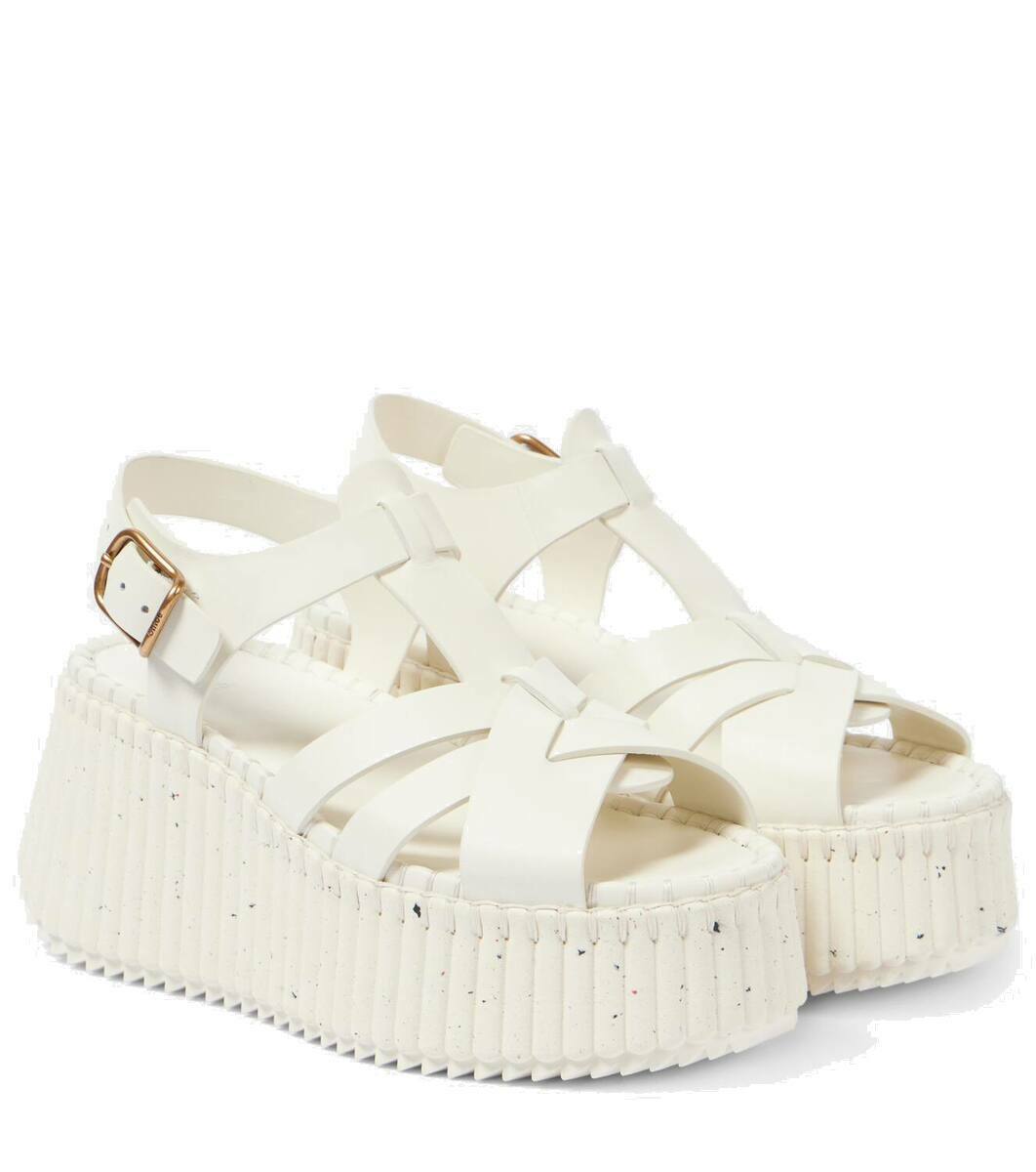Chloé Nama 80 leather wedge sandals Chloe