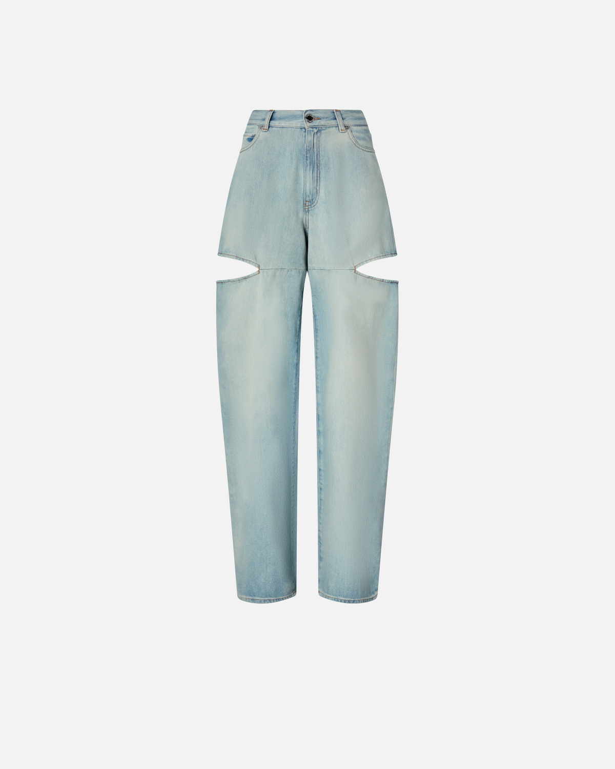 Pinko Wide Leg Jeans With Light Wash And Cut Outs Light Wash
