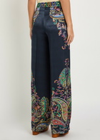 Etro Paisley-print Satin Trousers Black