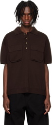 System Brown Knitted Polo