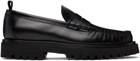 Officine Creative Black Leather Penny Loafers