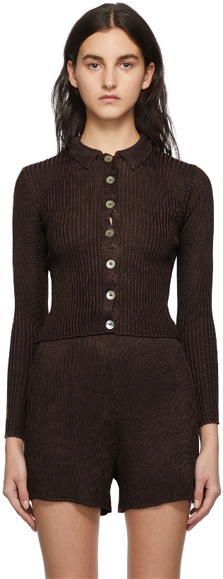 Photo: Calle Del Mar Brown Ribbed Long Sleeve Cardigan