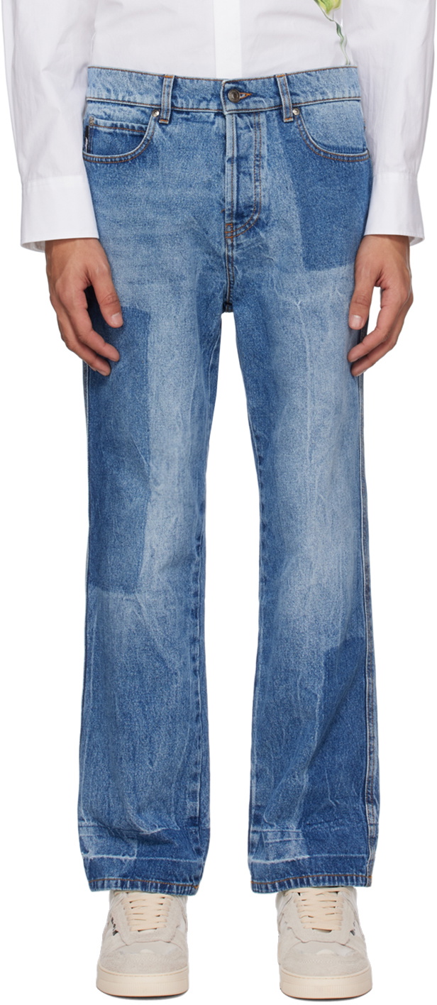 MSGM Blue Reserve Patchwork Jeans MSGM