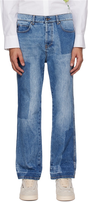 Photo: MSGM Blue Reserve Patchwork Jeans