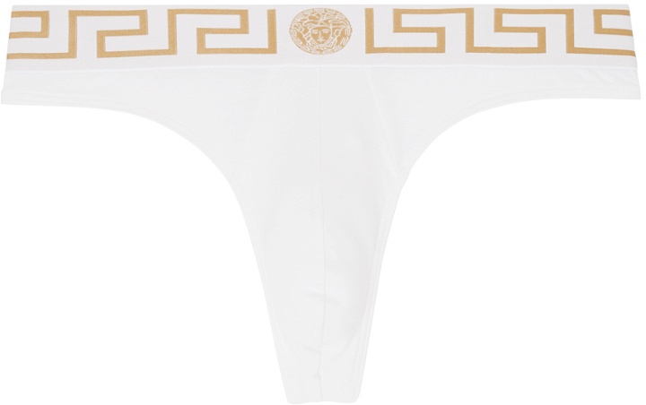 Photo: Versace Underwear White Greca Border Thong
