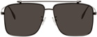 Alexander McQueen Gunmetal Leather Top Piercing Sunglasses