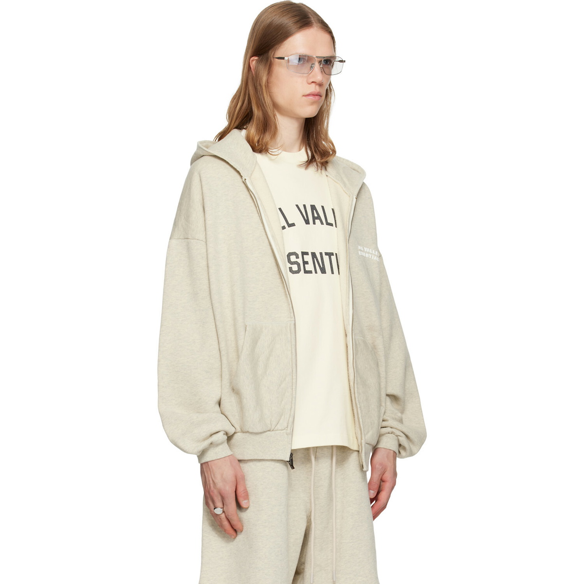 Fear of God ESSENTIALS Beige 90's Zip-Up Hoodie