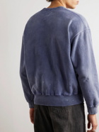 Neighborhood - Damage Logo-Appliquéd Distressed Cotton-Jersey Sweatshirt - Blue