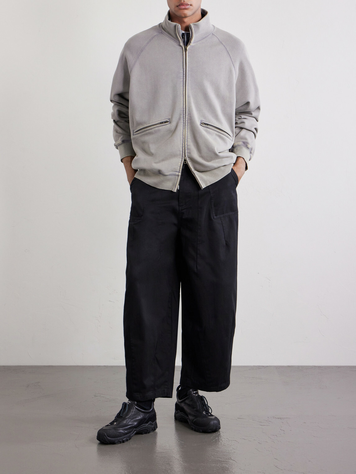 FrizmWORKS - Wide-Leg Cotton-Twill Trousers - Black