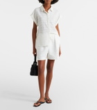 Asceno Boston checked linen and cotton shorts