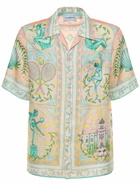 CASABLANCA Cuban Collar Linen Short Sleeve Shirt